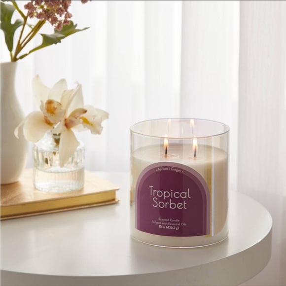 2-Wick Glass Jar 15oz Candle with Iridescent Sleeve Tropical Sorbet - Opalhouse™ - Picture 2 of 3